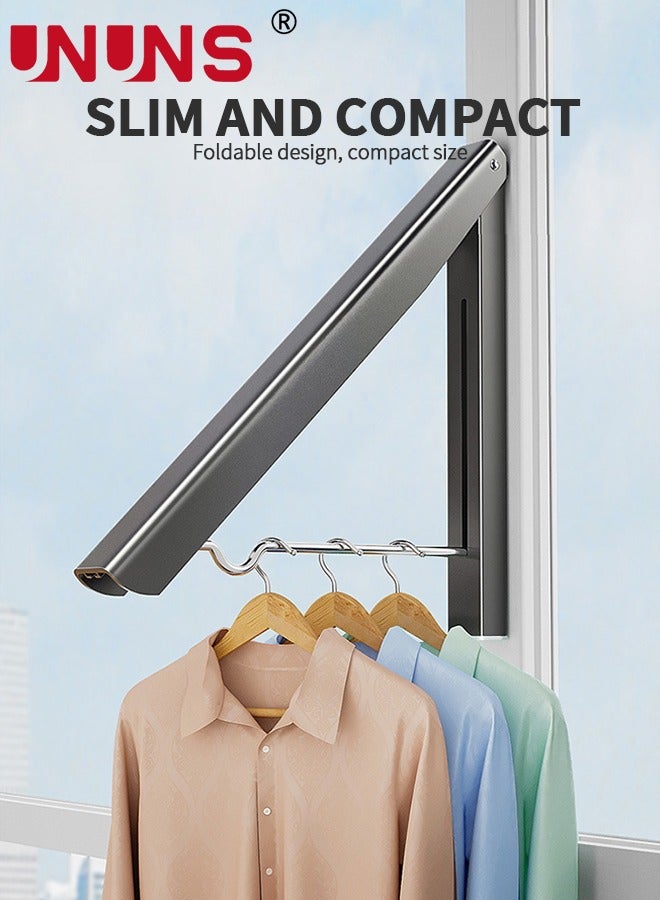 UNUNS Wall Mounted Drying Clothes Rack,Double Foldable Clothing Rack With 80cm Extension Rod,Retractable Clothes Hanger For Laundry Dryer Room,Small Collapsible Folding Garment Racks,Dorm Accessories - Image 5