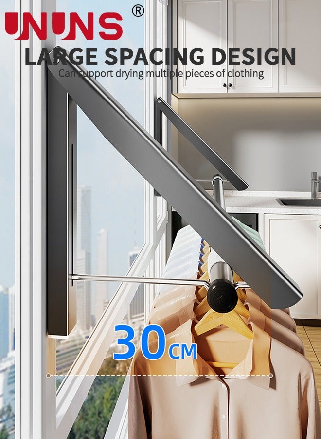 UNUNS Wall Mounted Drying Clothes Rack,Double Foldable Clothing Rack With 80cm Extension Rod,Retractable Clothes Hanger For Laundry Dryer Room,Small Collapsible Folding Garment Racks,Dorm Accessories - Image 3