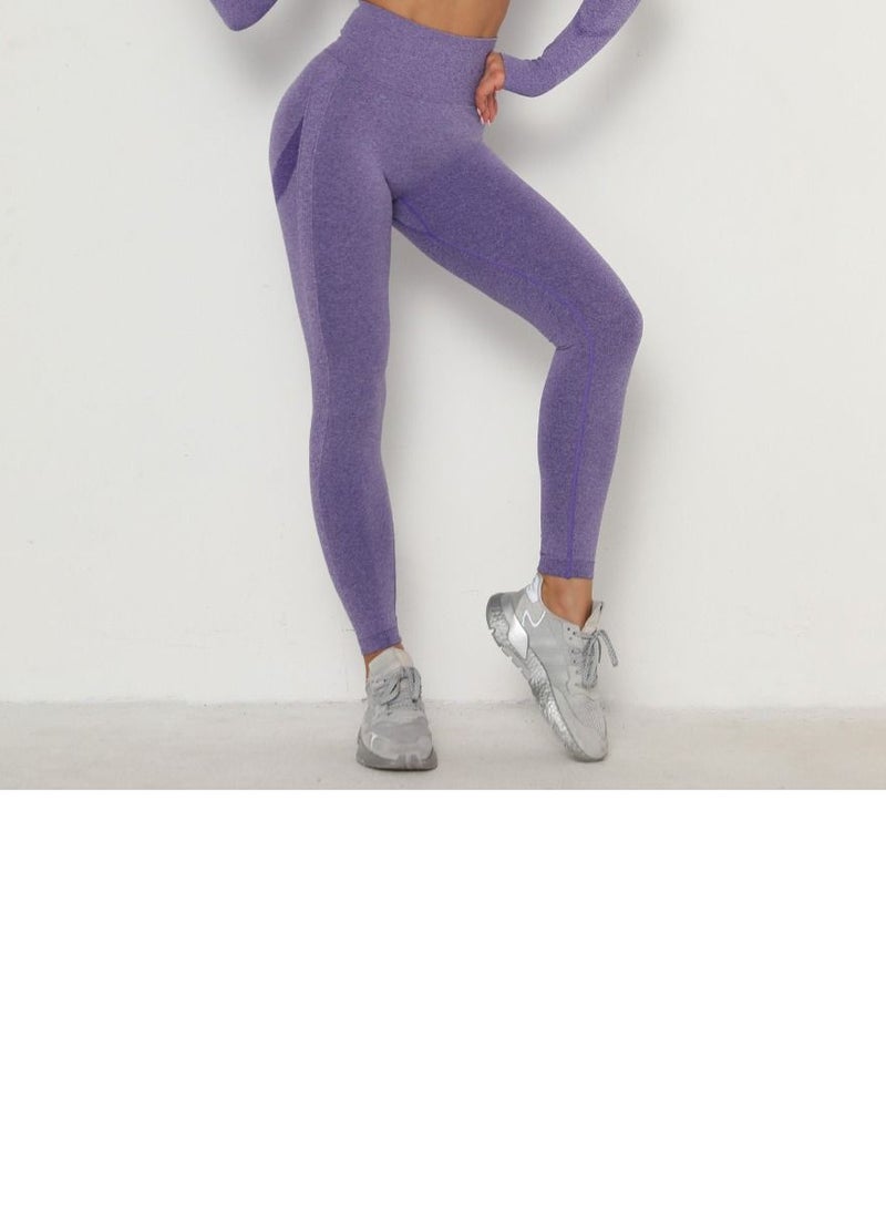 Loquat High Waist Tight-Fitting Sports Set Purple  - Image 3