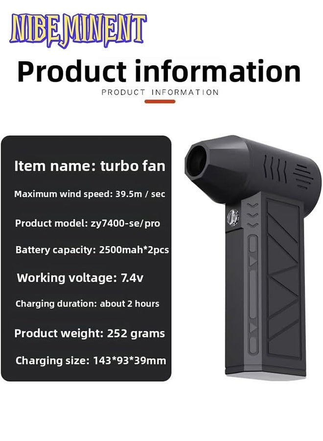 NIBEMINENT Handheld Powerful Mini Blower, Electronic Air Blower, Cordless Leaf Blower, Air Duster Jet Fan LED Turbo Fans Turbo Violent Brushless Fan Outdoor Portable Mini Handheld Dryer and Type-C Fast Charging - Image 5