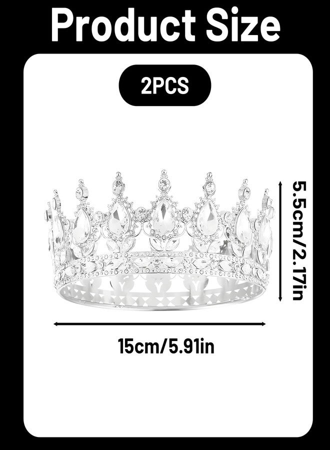 Buildcon Tiara for Women Wedding, Crystal Crown for Women and Girls, Elegant Rhinestone Bridal Headpiece for Bride, Birthday Party, Prom, Photography - Image 2