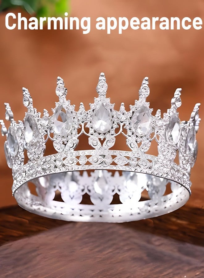 Buildcon Tiara for Women Wedding, Crystal Crown for Women and Girls, Elegant Rhinestone Bridal Headpiece for Bride, Birthday Party, Prom, Photography - Image 4