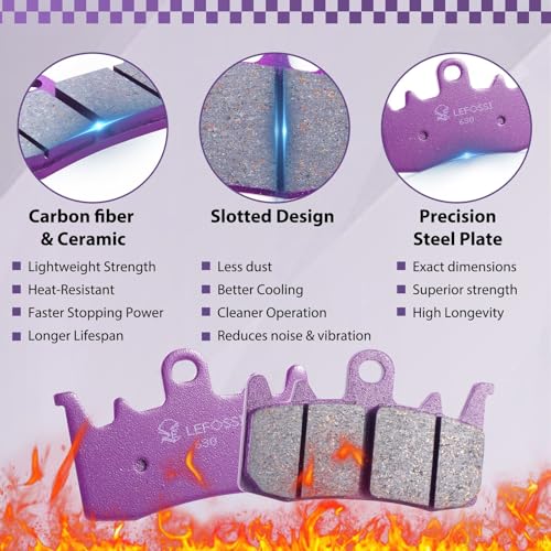 LE LEFOSSI Carbon Fiber Front Rear Brake Pads Compatible with for Honda Goldwing 1800 F6B GL1800 GL1800A / B ABS 2001-2017 vfr 800 VFR 800 A Interceptor Fi ST 1300 2002-2007 CBR 1100 VTX 1800 FA261FR - Image 3