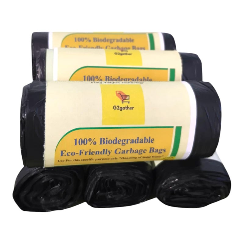 G2gather Garbage Bags Medium 180 Count19 x 21 inches Black For Dry Wet waste30 bagsroll Pack of 6 - Image 1