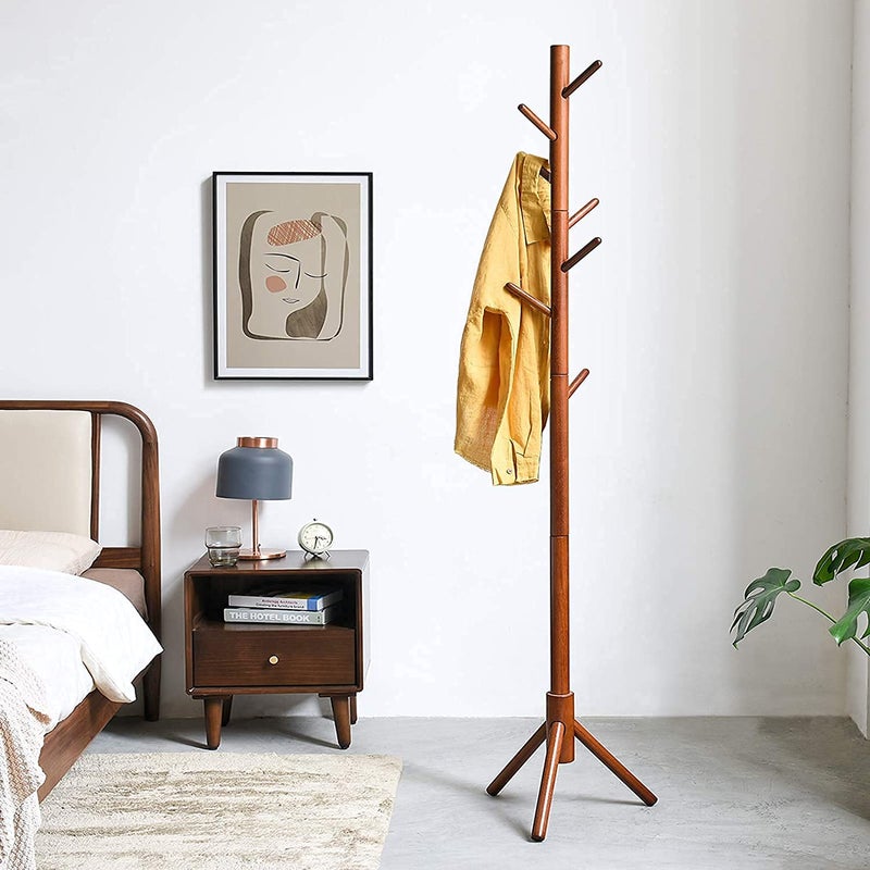 WHISKET Wooden Coat Rack Durable Wooden Clothes Rack Suitable for All Clothes Bedroom Office Hotel as Hanger Tree or Floor Hanger Walnut 922 - Image 4