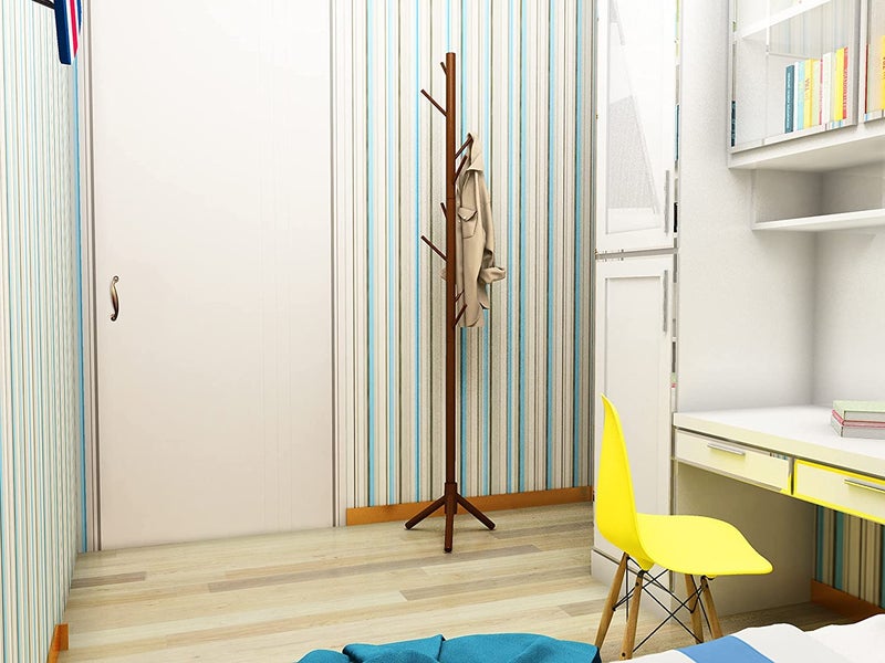 WHISKET Wooden Coat Rack Durable Wooden Clothes Rack Suitable for All Clothes Bedroom Office Hotel as Hanger Tree or Floor Hanger Walnut 922 - Image 1