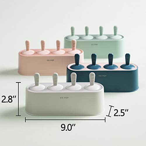 WYOK Popsicle Mold Set 4 Pieces Homemade Silicone Popsicle Maker Easy Release Ice Cream Molds Reusable DIY Pop Molds (Blue, IcyClassic Pops) - Image 5