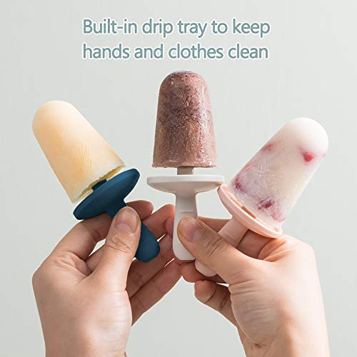 WYOK Popsicle Mold Set 4 Pieces Homemade Silicone Popsicle Maker Easy Release Ice Cream Molds Reusable DIY Pop Molds (Blue, IcyClassic Pops) - Image 3