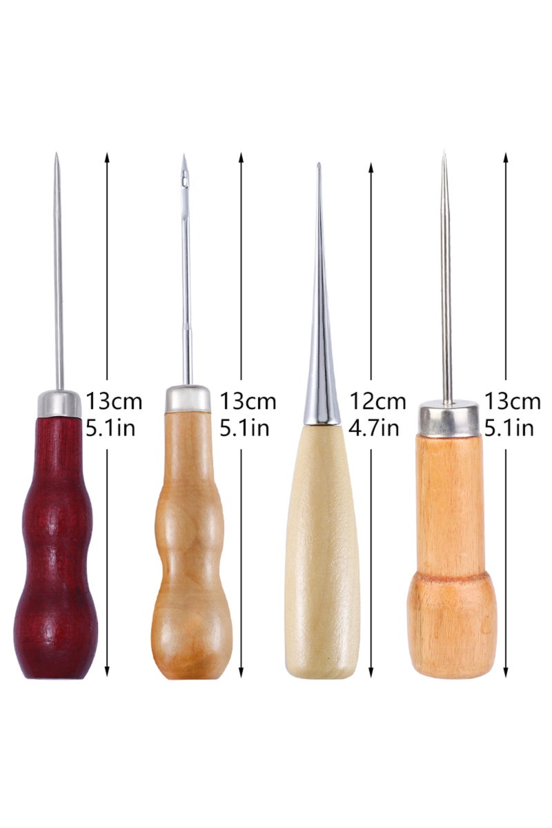 erorex KRABALL 4 PCS Wooden Handle Awls Leather Sewing Awl Stitching Awl for Canvas Shoes Repair Sewing ... - Image 2