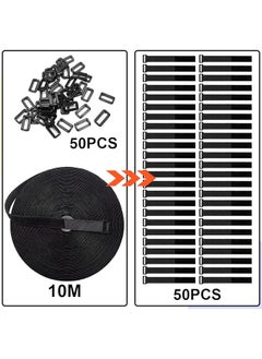 erorex Cable Ties Strap 10M Adjustable Cable Ties Wire Organizer With 50 Buckles Reusable Cable Cinch Strap Fastener Hook And Loop Securing Strap Cord Ties For Cable Organizer Tidy Cord Management  - Image 2