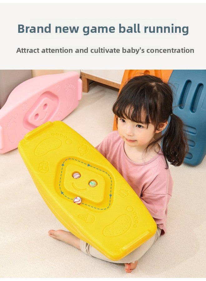 Symmetric Training Equipment Balance Board Children's Balance Table Wood Home Kindergarten Sports Vestibule Toy Rocker-Color:Smiling Seesaw-Napori Yellow Balance Control