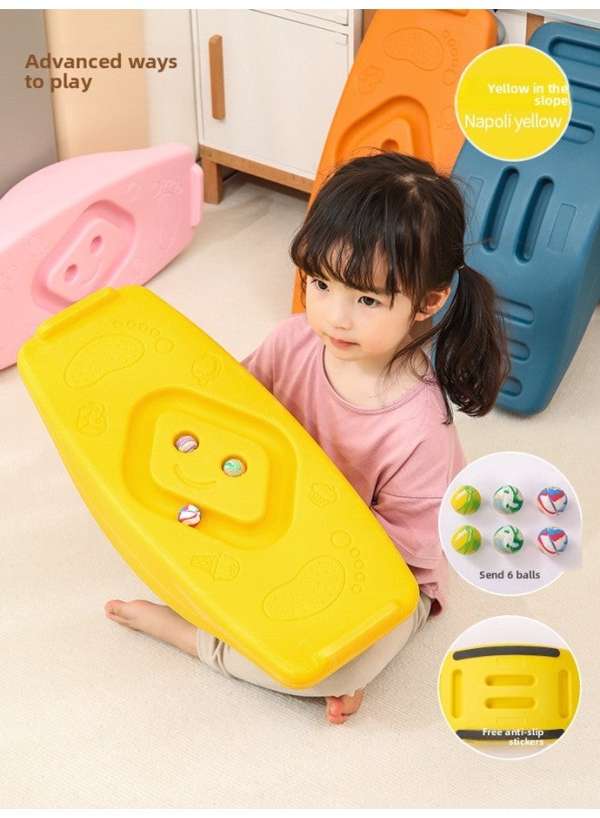 Symmetric Training Equipment Balance Board Children's Balance Table Wood Home Kindergarten Sports Vestibule Toy Rocker-Color:Smiling Seesaw-Napori Yellow Balance Control