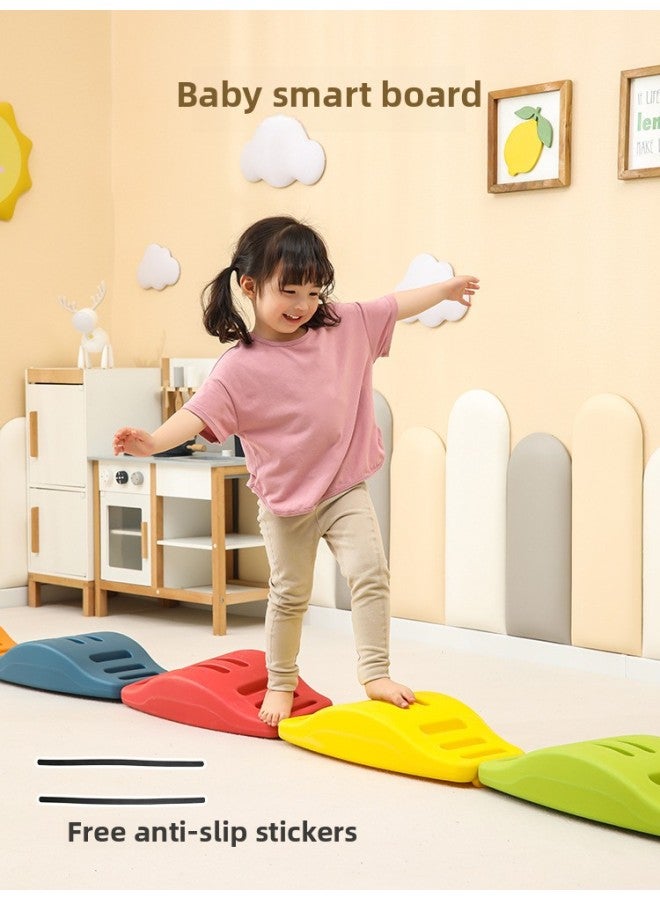 Symmetric Training Equipment Balance Board Children's Balance Table Wood Home Kindergarten Sports Vestibule Toy Rocker-Color:Smiling Seesaw-Napori Yellow Balance Control