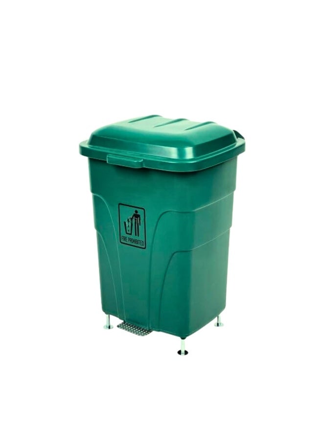AKC 70L Pedal-Operated Waste Bin - Hands-Free Plastic Garbage Bin for Commercial Kitchens & Food Areas (Green)