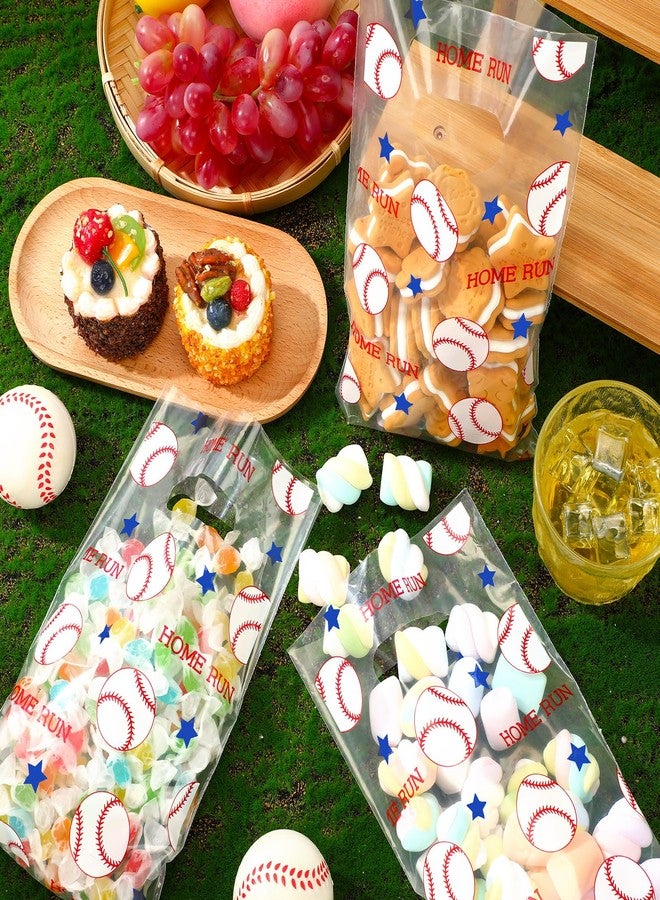 Cholemy 100 Pcs Baseball Party Goodie Bags with Handles 6.3x9.8'' Plastic Baseball Snack Bags for Team, Sport Theme Decoration for Team Events Birthday Supplies - Image 3