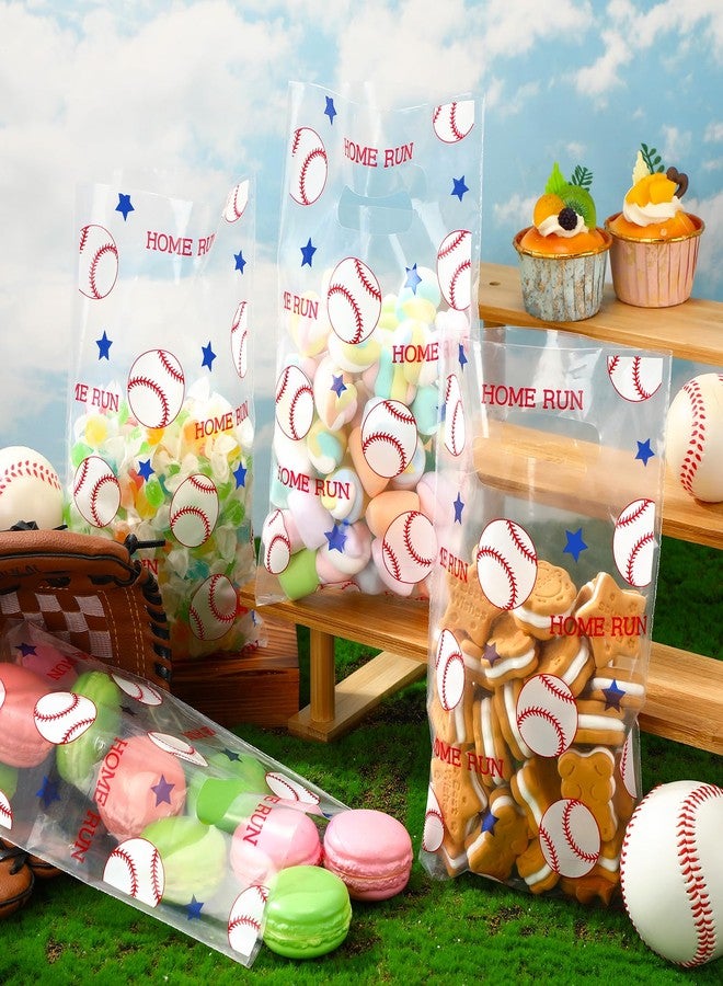 Cholemy 100 Pcs Baseball Party Goodie Bags with Handles 6.3x9.8'' Plastic Baseball Snack Bags for Team, Sport Theme Decoration for Team Events Birthday Supplies - Image 4