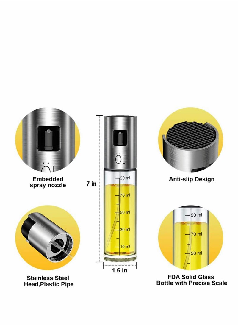 Generic - 100ml Olive Oil Spray Bottle - Food-Grade Clear Dispenser for Vinegar, BBQ, Frying, Grilling, Baking, and Roasting - Portable Stainless Steel Design - Image 1