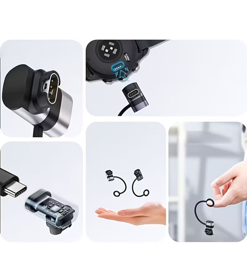 كابل شحن ونقل بيانات USB Type C مستقيم رمادي لساعة Garmin - Image 5