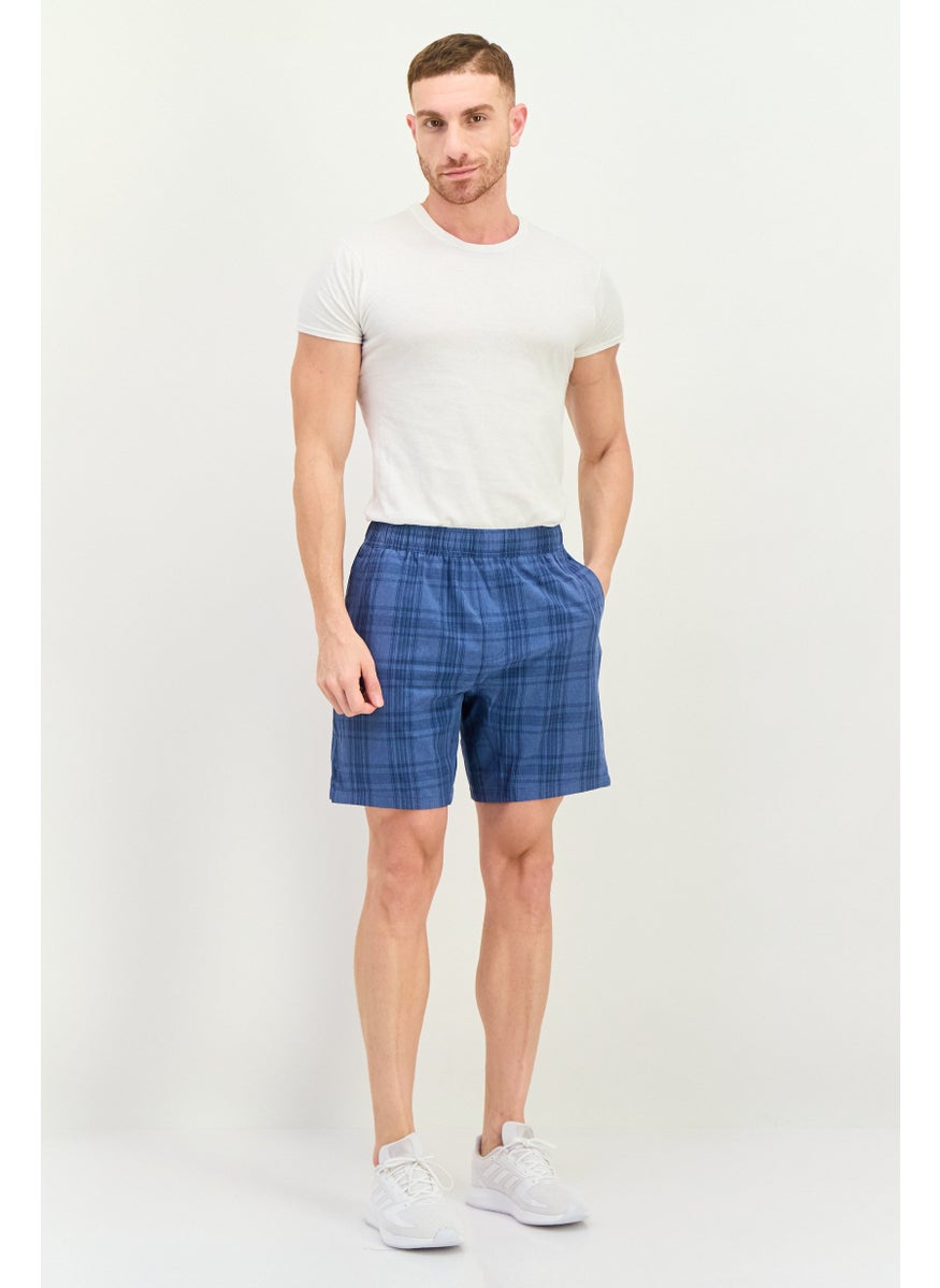Swiss Alps - Men Regular Fit Plaid Basic Short, Dusty Blue - Image 1