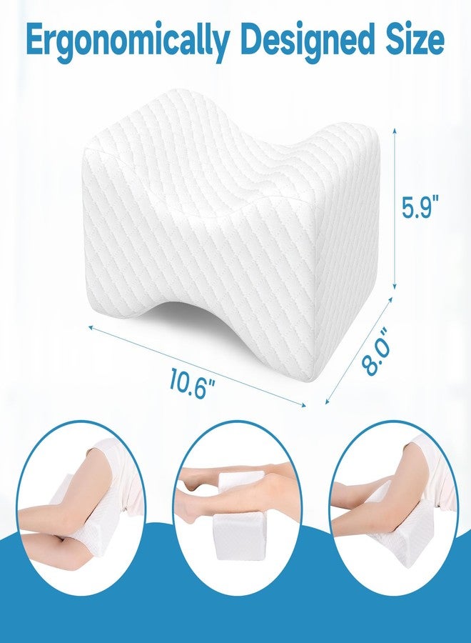 TranquilRelax Knee Pillow for Side Sleepers, Leg Pillow for Side Sleeping, Smooth Pillow for Spine Aligning, Comfortable Memory Foam Pillow for Hip, Back, Sciatica, Knee, Joints Pain (White) - Image 2