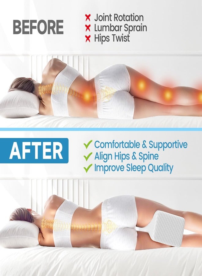 TranquilRelax Knee Pillow for Side Sleepers, Leg Pillow for Side Sleeping, Smooth Pillow for Spine Aligning, Comfortable Memory Foam Pillow for Hip, Back, Sciatica, Knee, Joints Pain (White) - Image 4