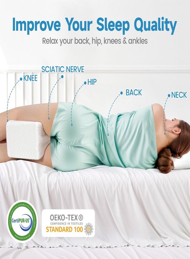 TranquilRelax Knee Pillow for Side Sleepers, Leg Pillow for Side Sleeping, Smooth Pillow for Spine Aligning, Comfortable Memory Foam Pillow for Hip, Back, Sciatica, Knee, Joints Pain (White) - Image 5