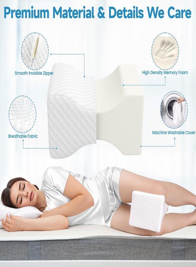 TranquilRelax Knee Pillow for Side Sleepers, Leg Pillow for Side Sleeping, Smooth Pillow for Spine Aligning, Comfortable Memory Foam Pillow for Hip, Back, Sciatica, Knee, Joints Pain (White) - Image 3