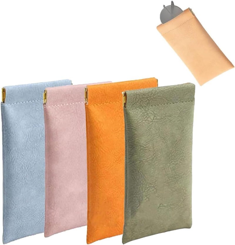 Wrixty Pocket Cosmetic Bag Squeeze Top Portable No Zipper Self Closing Pouches Mini Bag Purse Small Makeup Pouch for Cosmetics Headphones 3 - Image 1