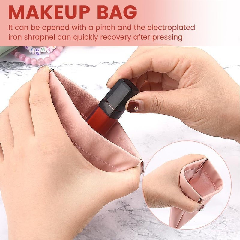 Wrixty Pocket Cosmetic Bag Squeeze Top Portable No Zipper Self Closing Pouches Mini Bag Purse Small Makeup Pouch for Cosmetics Headphones 3 - Image 5