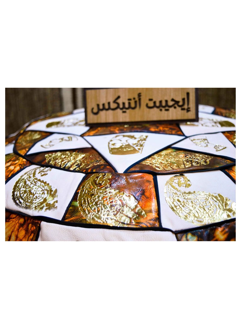 ايجيبت انتيكس بوف فرعوني جلد طبيعي 100% لون ذهبي × أبيض من انتاج ايجيبت أنتيكس صناعة يدوية 100%  - Image 3