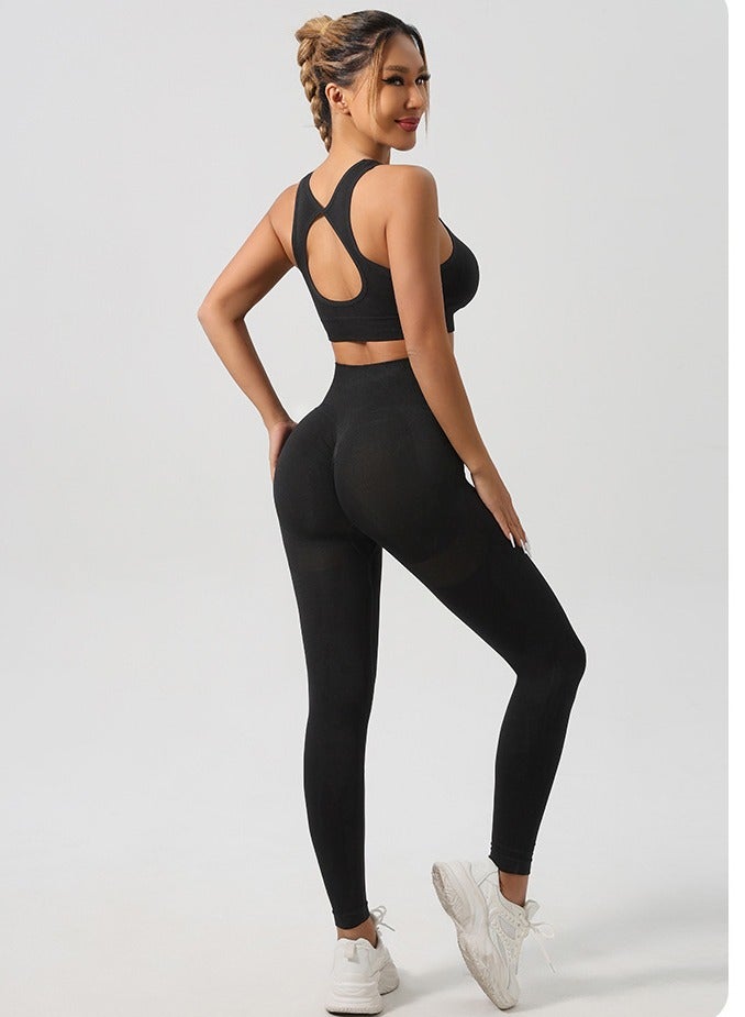 3 Piece Workout Sets for Women Butt Lifting Leggings with High Impact Sports Bra Gym Shorts - Image 3