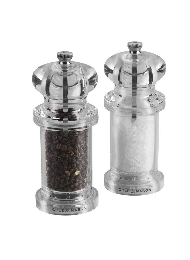 COLE & MASON COLE & MASON 505 Salt and Pepper Grinder Set - Clear Acrylic Mills Includes Precision Mechanisms and Premium Sea Salt and Peppercorns  - Image 1