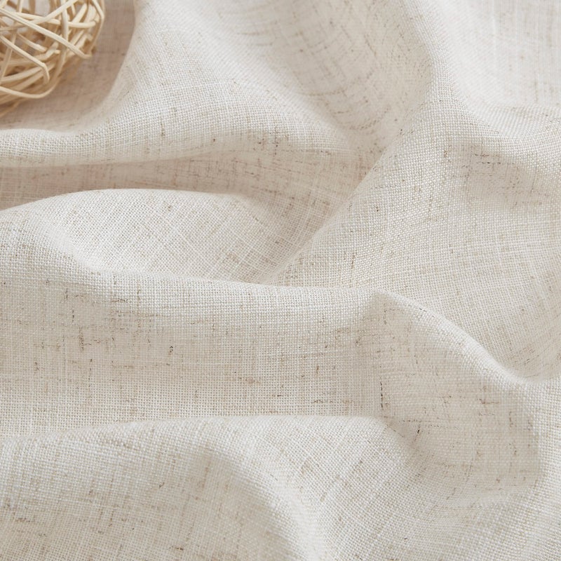 Vision Home Vision Home Natural Pinch Pleated Semi Sheer Curtains Textured Linen Blended Light Filtering Window Curtains 108 inch for Living Room Bedroom Patio Pinch Pleat Drapes with Hooks 1 Panel 84"" Wx108 L  - Image 4