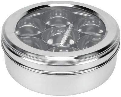 SHB SHB Stainless Steel Masala DaniSpice JarSpice ContainerSpice Box with Steel Through Airtight Transparent lid 7 Container 1 Small Spoon  - Image 3