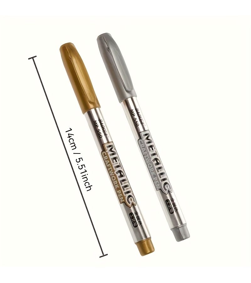 2 Pcs Mixed Color Metallic Glitter Markers Waterproof Permanent Pens - Image 2