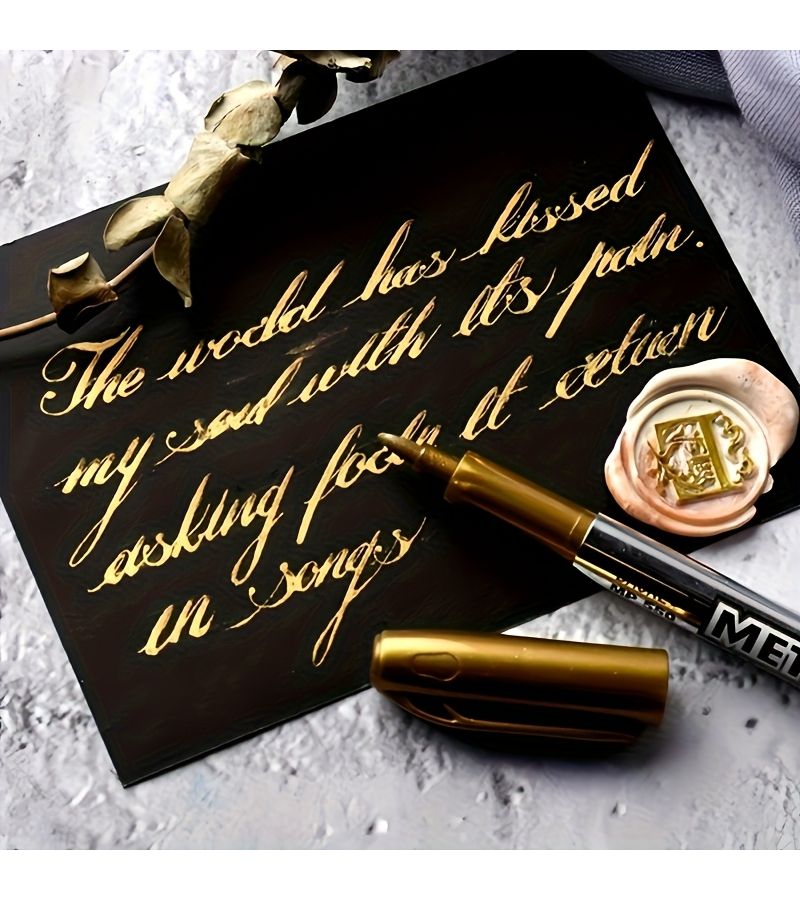 2 Pcs Mixed Color Metallic Glitter Markers Waterproof Permanent Pens - Image 1