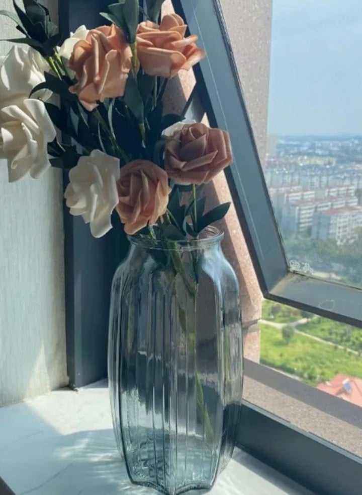 FFD Glass Flower Vase Stylish Unique Design Decorative Cute Glass Vase Clear Roman Bottle For Home Decor Living Room - Image 3