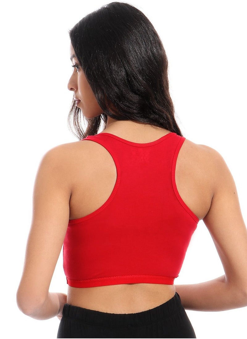 Mesery - Mesery Full Coverage Non-wired Cross Back Sportive Bra For Women - Red - Image 1