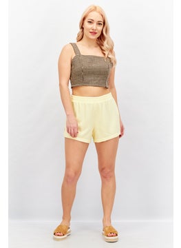GILLY HICKS Women Terry Textured Pull-On Basic Short, Yellow  - Image 4