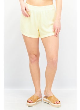GILLY HICKS Women Terry Textured Pull-On Basic Short, Yellow  - Image 1