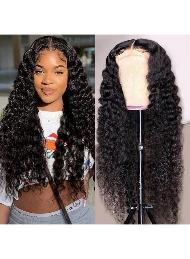 Jasperel Deep Wave Lace Front Wigs Human Hair For Women 4X4 Hd Lace Closure Brazilian Virgin Wig With Baby Hair Wet And Wavy Wear And Go Glueless Wigs Pre Plucked Bleached Knots Natural Black 18 Inch - Image 1