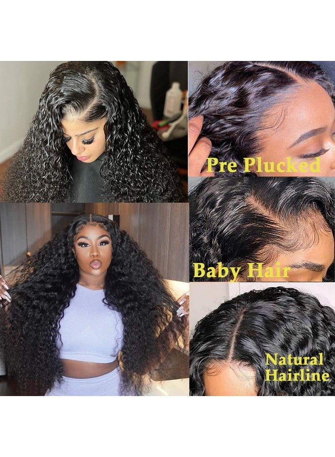 Jasperel Deep Wave Lace Front Wigs Human Hair For Women 4X4 Hd Lace Closure Brazilian Virgin Wig With Baby Hair Wet And Wavy Wear And Go Glueless Wigs Pre Plucked Bleached Knots Natural Black 18 Inch - Image 2