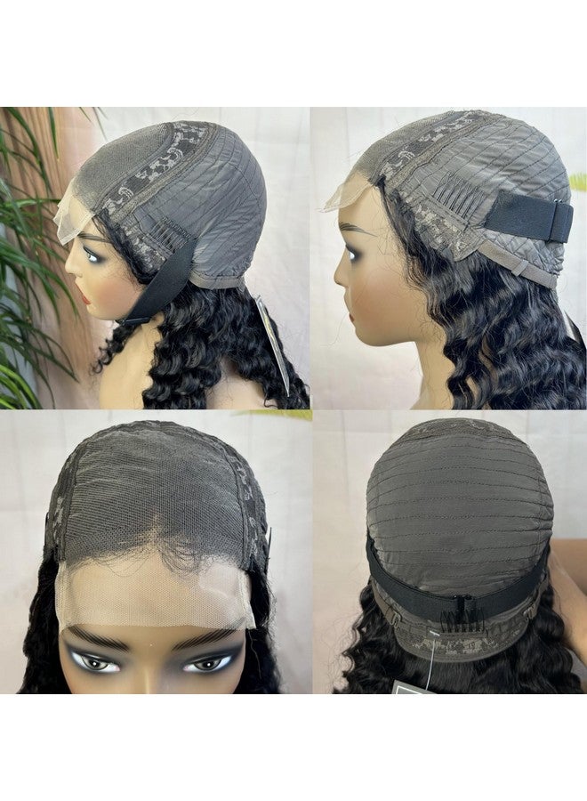 Jasperel Deep Wave Lace Front Wigs Human Hair For Women 4X4 Hd Lace Closure Brazilian Virgin Wig With Baby Hair Wet And Wavy Wear And Go Glueless Wigs Pre Plucked Bleached Knots Natural Black 18 Inch - Image 4
