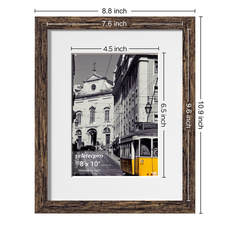 eletecpro 8x10 Picture Frames Set of 10, Picture Frame Collage Wall Decor Display 5x7 Photo With Mat or 8x10 without Mat, Home Decor Gallery Frame for Table Top or Wall Mounting, Multicolor - Image 3