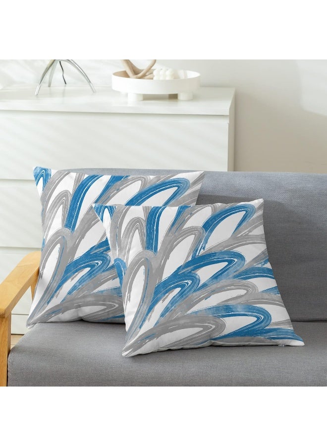 CaliTime Throw Pillow Cases Pack of 2 Cozy Fleece Two-tone Abstract Feather Decorative Cushion Covers for Couch Bed Sofa Farmhouse Decoration 22 X 22 Inches Black Grey - Image 5