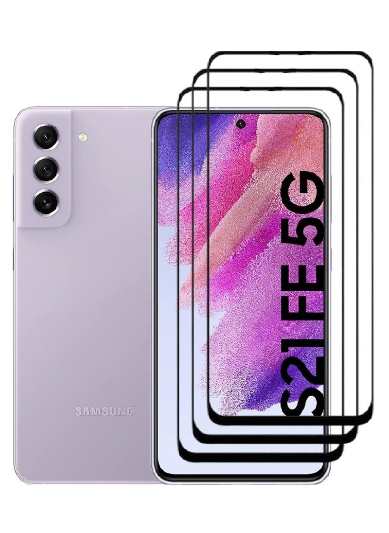 AINA 3 Pieces Tempered Glass Screen Protector 5D Designed For Samsung Galaxy S21 FE 5G Full Glue Edge to Edge Full Screen Coverage And Bubble Free - Image 1