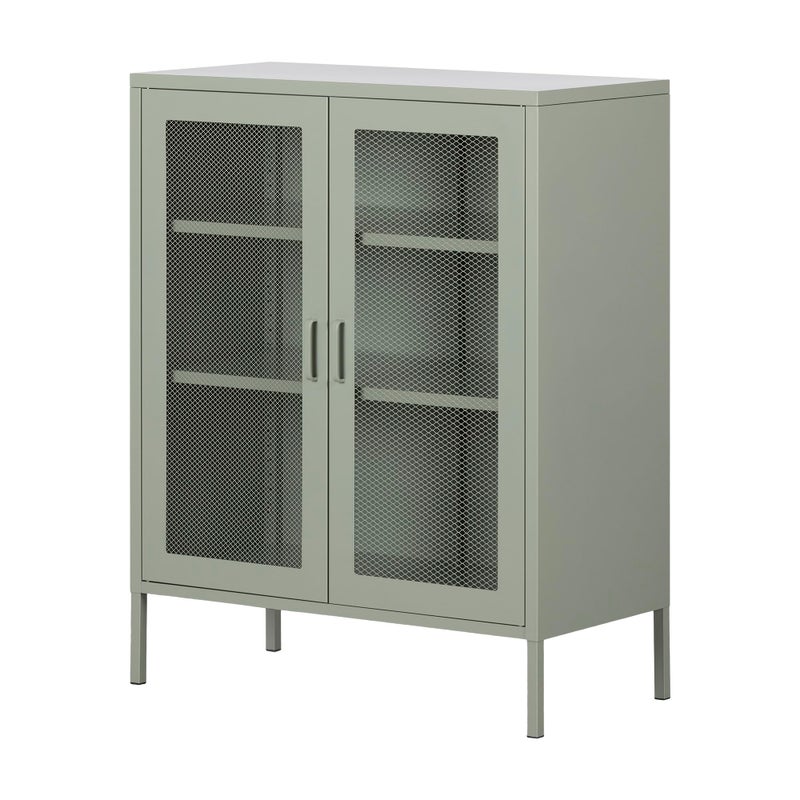South Shore South Shore Crea Metal Mesh 2Door Accent Cabinet Sage Green Contemporary 