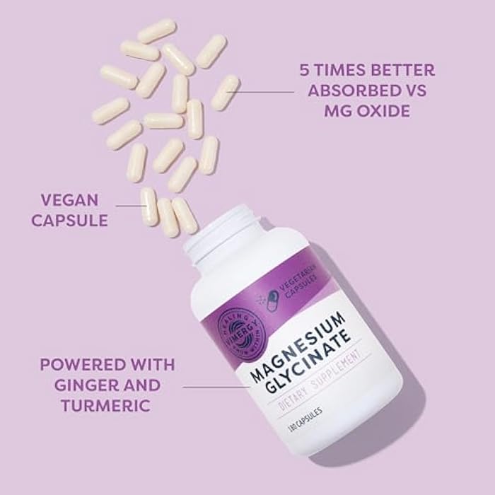 VIMERGY Magnesium Glycinate – Stress Support – Chelated to Avoid Tummy Upset*– Promotes Heart Health & Energy*– Kosher, Vegan Gluten-Free – 180 Caps - Image 4