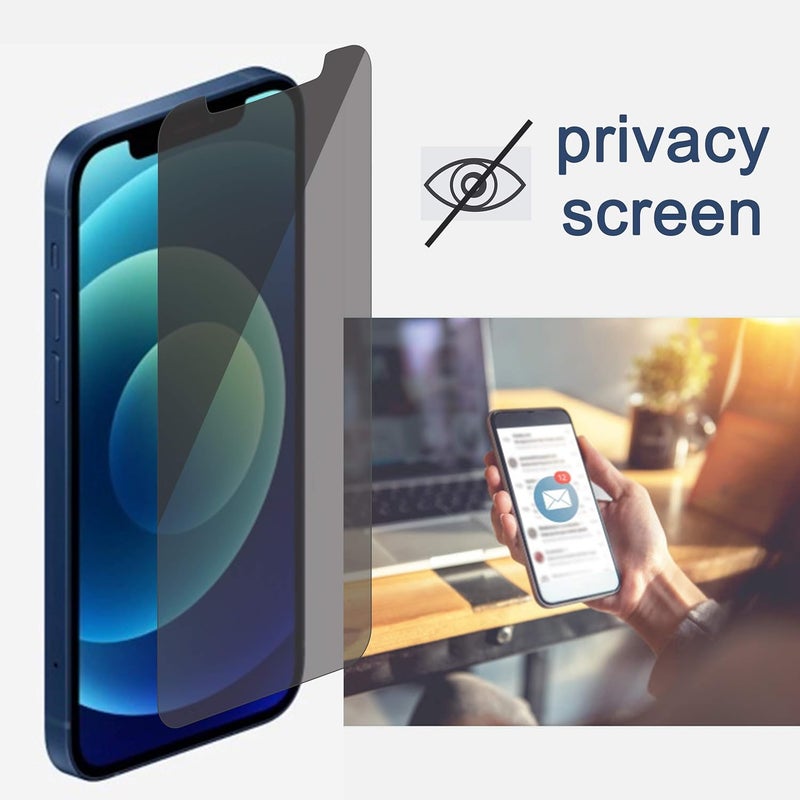 Ailun 2 Pack Privacy Screen Protector for iPhone 12 Pro Max [6.7 inch] + 2 Pack Camera Lens Protector, Anti Spy Private Tempered Glass Film,[9H Hardness] - HD - Image 2