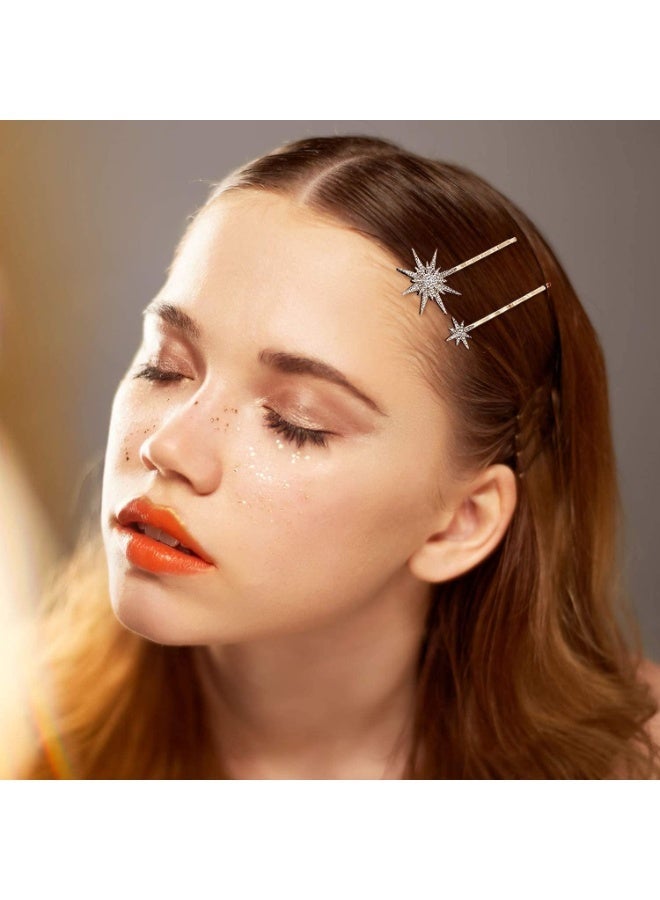 ChicAbode 6 Pcs Star and Moon Hair Clips, Vintage Rhinestone Hair Pins, Non-Slip Metal Barrettes, No Hair Damage - Image 5